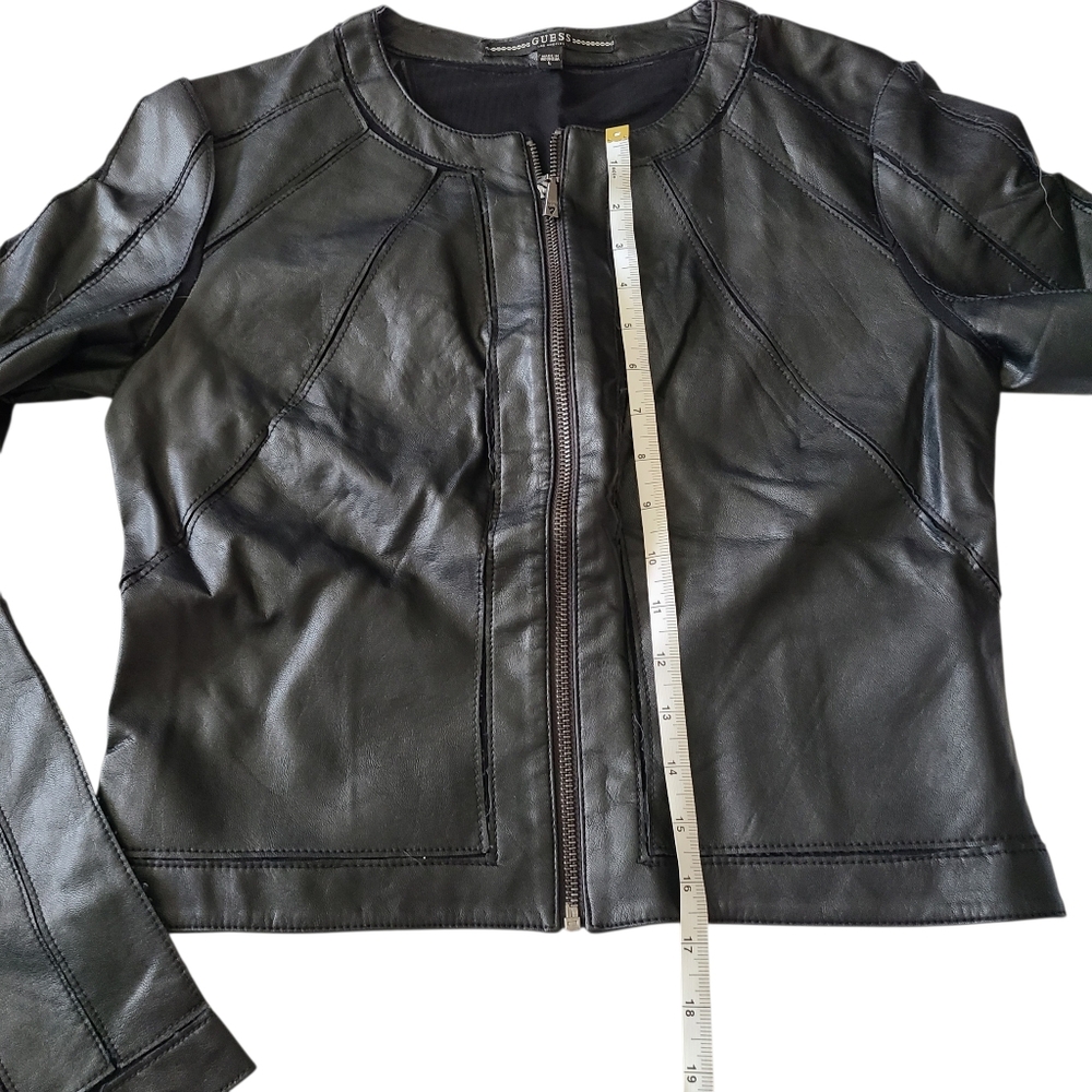GUESS | FAUX LEATHER |MOTO JACKET | SIZE LARGE - Picture 7 of 11